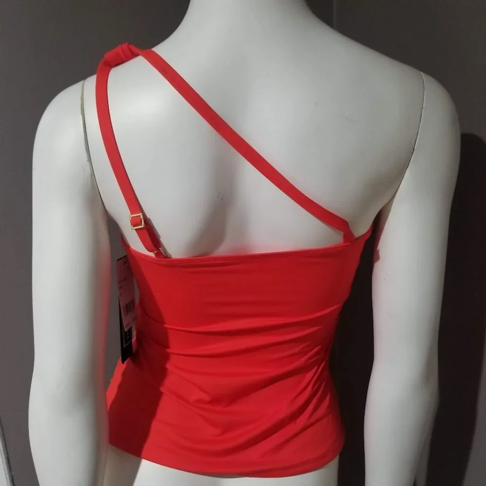 La Blanca One Shoulder Cutout Tankini Top  Paprika - Picture 4 of 7
